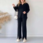 ✨New Arrival✨Women's Cozy Ribbed Knit Two-Piece Set with Slit-Leg Pants💕 - Image 11